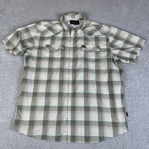 Howler Bros Pearl Snap Shirt Mens XL Brown Blue Plaid Snap Short Sleeve Rodeo